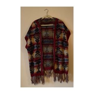 American Eagle Tribal Print Hooded Poncho